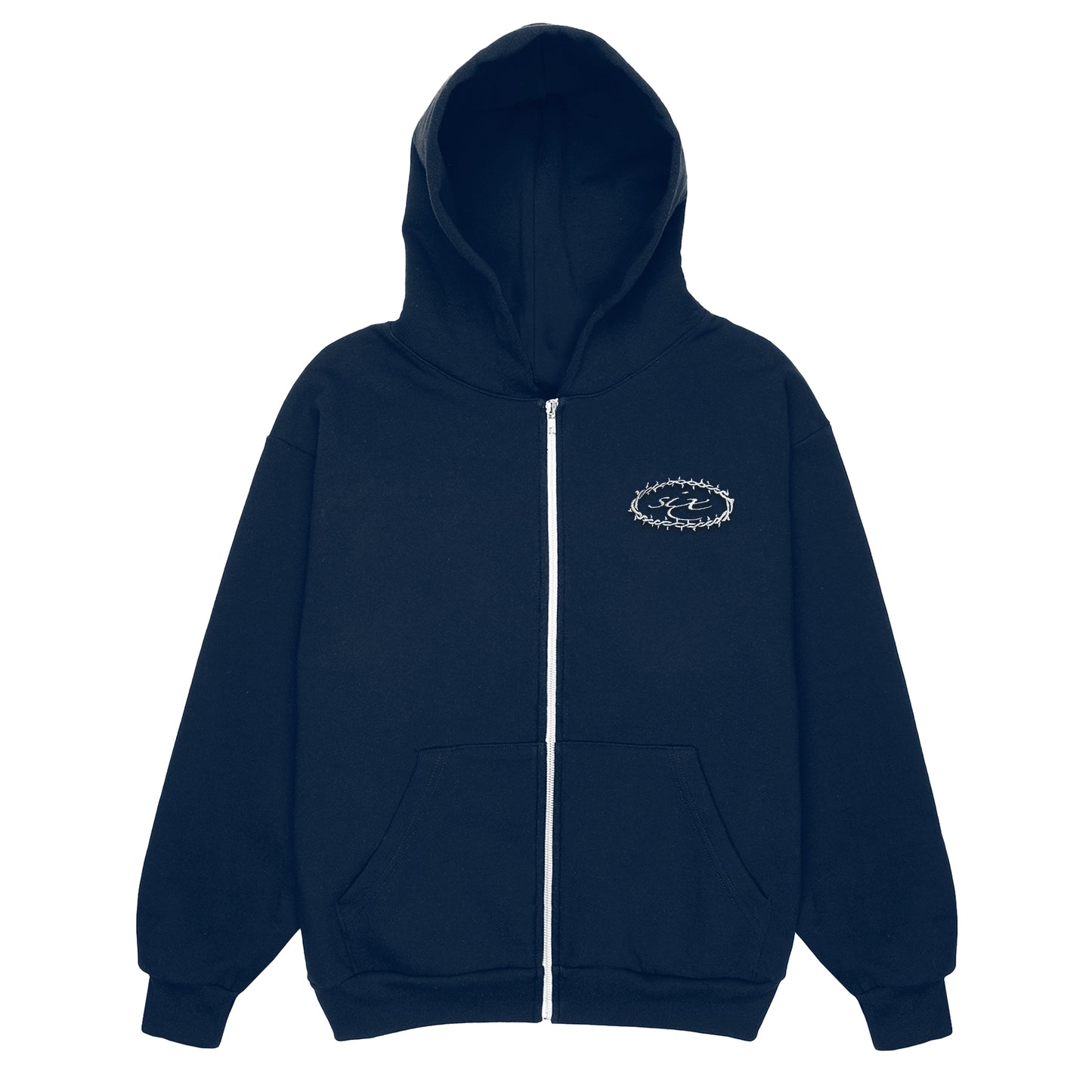 Statement Zip-Up Hoodie (Navy)